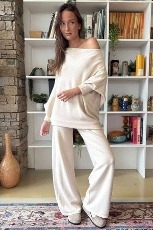 Elbury Huggle Luxury Knit Co Ord Set Oatmeal Marl